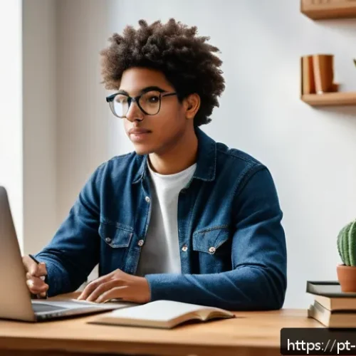 Home 31 폐기물처리기사 시험 공부 루틴 - A focused study environment featuring a young adult student sitting at a modern wooden desk in a coz...