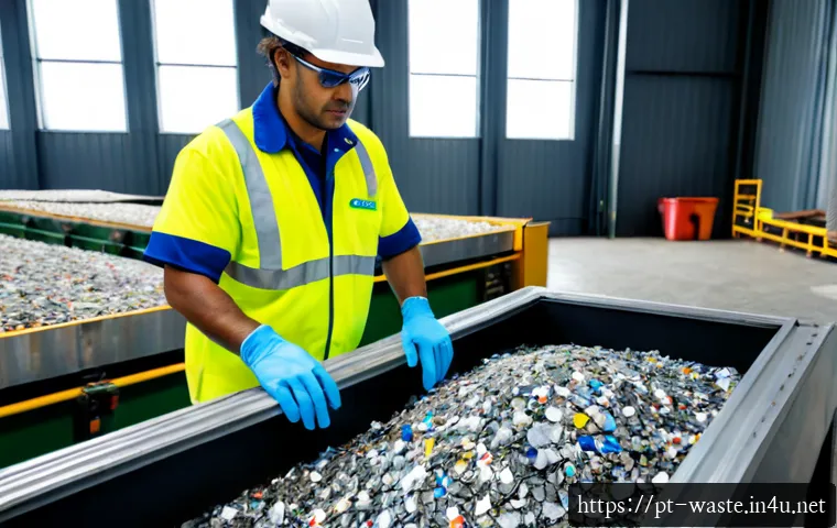 Home 17 폐기물처리 실무자 경험담 - Photorealistic Brazilian waste management technician in clean high-visibility uniform and hard hat, ...